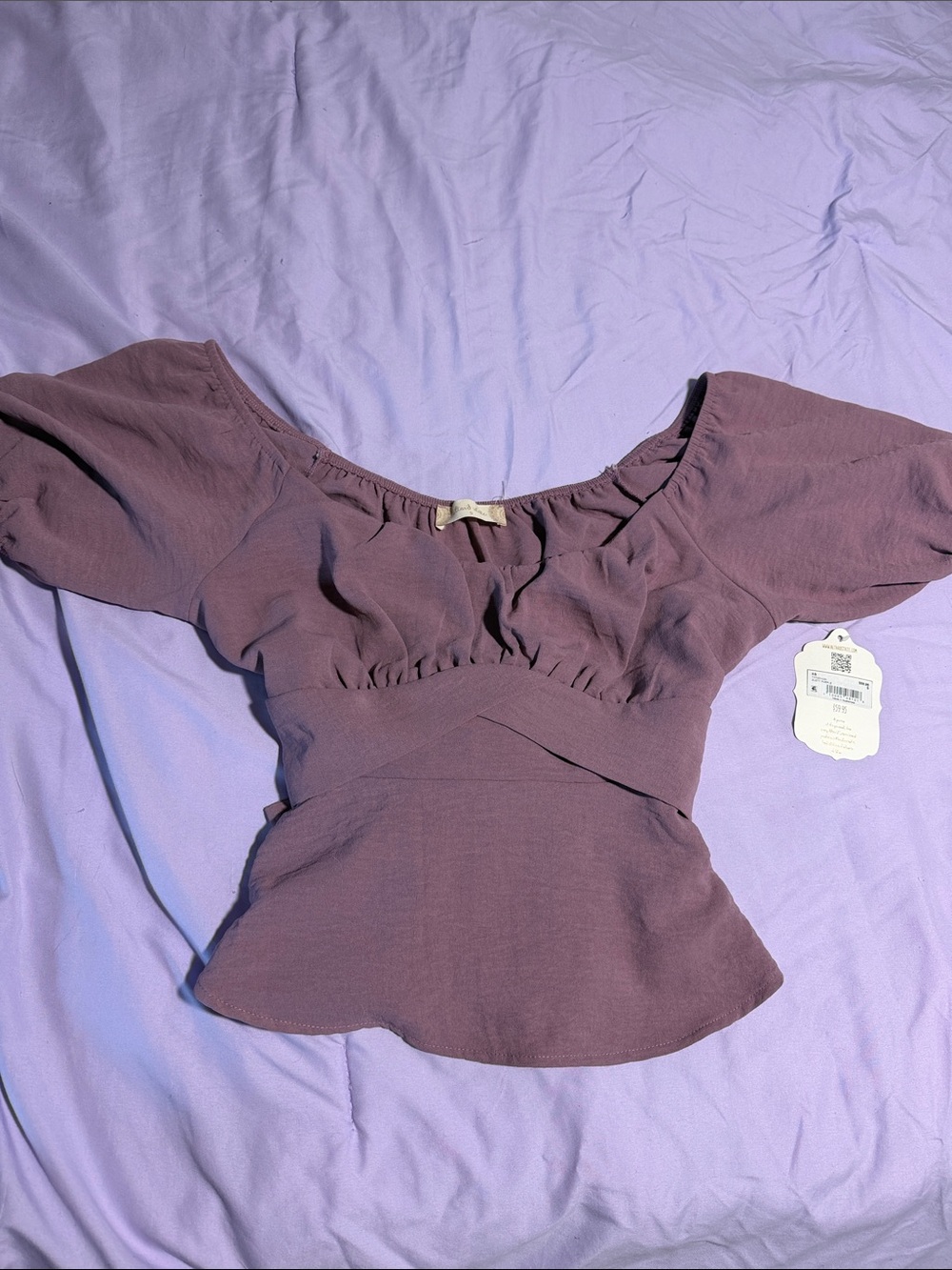 Altar'd State Mauve Off-Shoulder Peplum Top